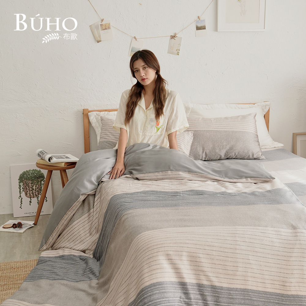 BUHO《時光清淺》台製300織100%TENCEL純天絲™床包被套四件組-雙人加大, , large