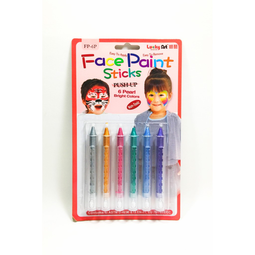 蜡藝 6色推桿人體彩繪筆蜡藝 6色推桿人體彩繪筆-螢光色, , large