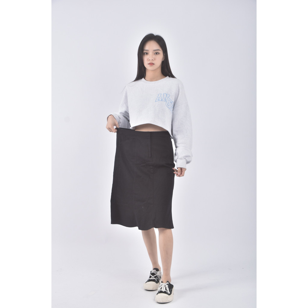 (XL) un fair質感丹寧牛仔黑色長裙二手衣, , large