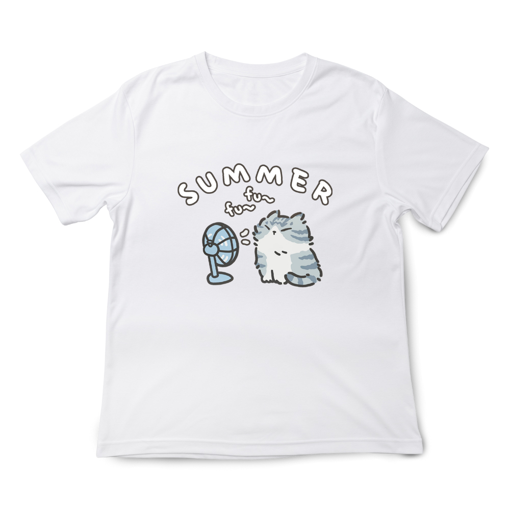 JZ TEE 貓咪-吹風扇Fu~ 印花短袖T恤, , large