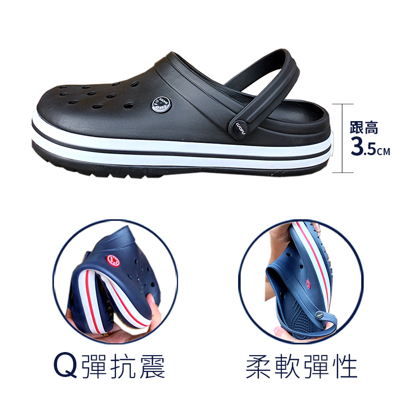 [e鞋院]園丁鞋/布希鞋/洞洞鞋/防水拖鞋 女黑39(24.5CM), , large