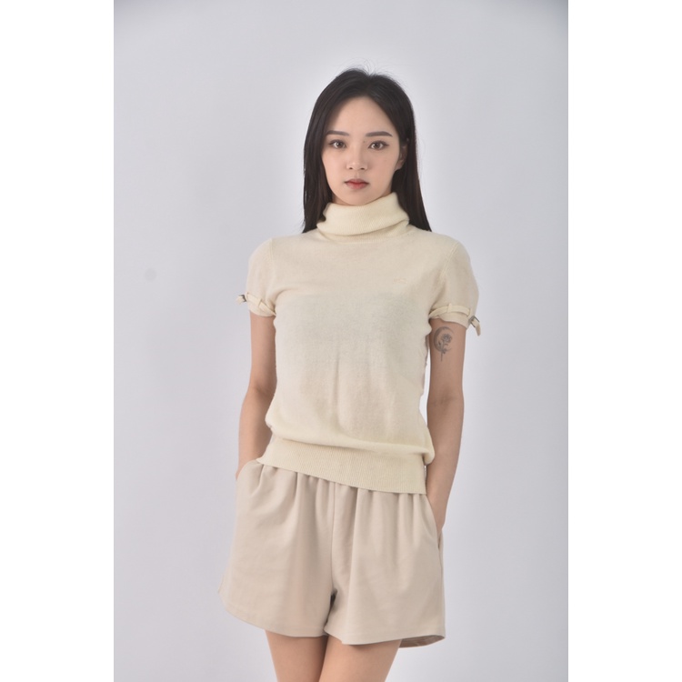(S) burberry質感高領杏色短袖上衣二手衣, , large