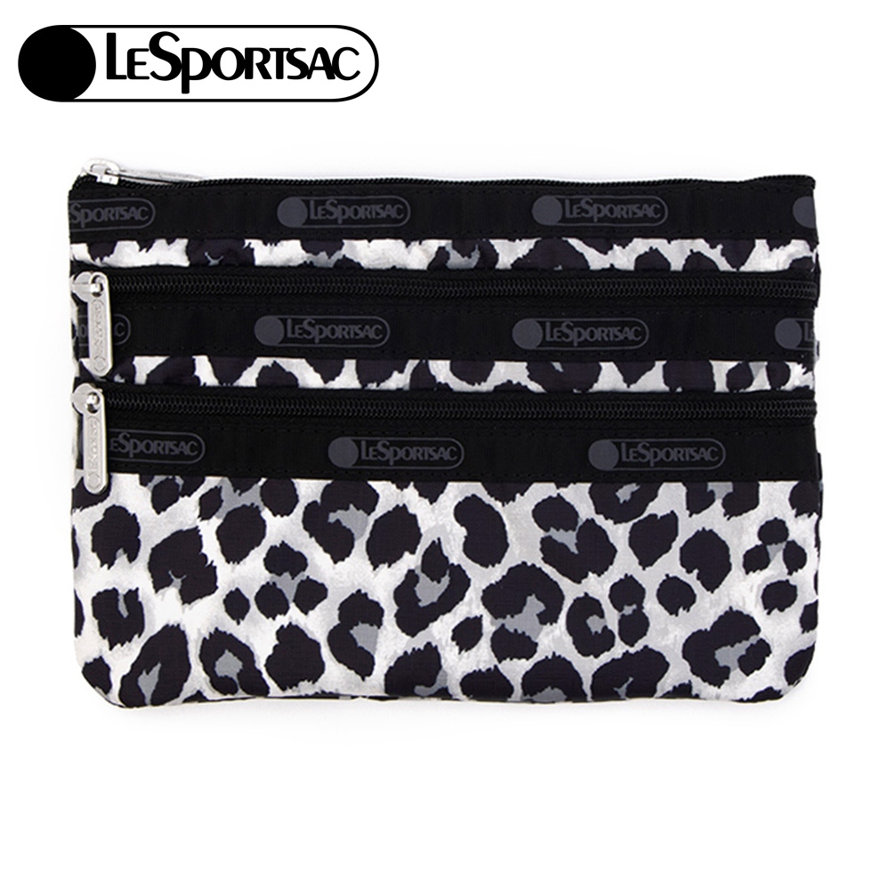 Lesportsac 3-zip Cosmetic 三層拉鍊化妝包 送禮-柔影豹紋, , large