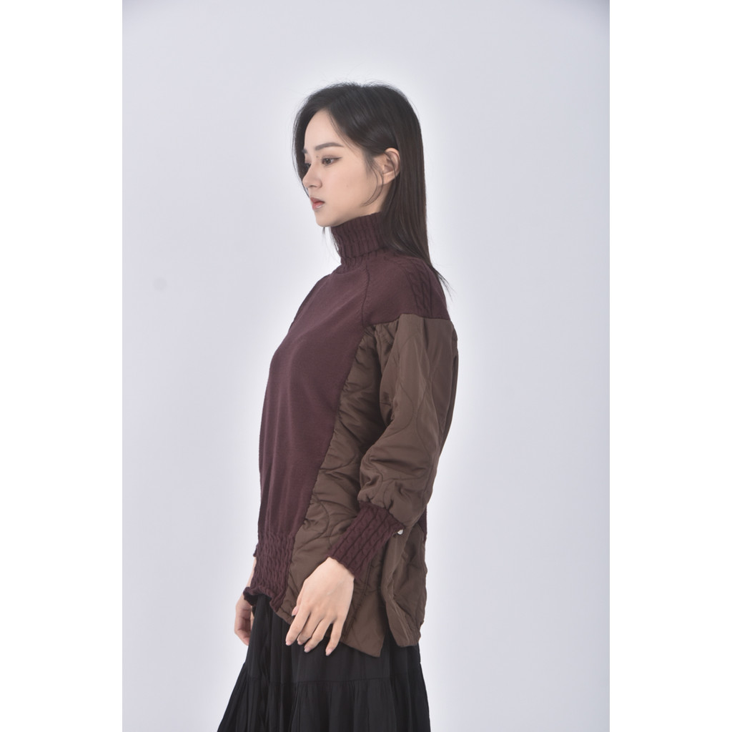 (M) 質感高領棕色長袖上衣二手衣, , large