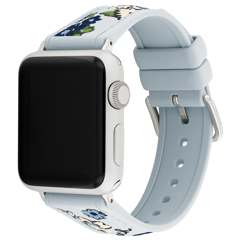 COACH Apple Watch 淡藍花朵錶帶 38/40/41mm適用 矽膠錶帶 禮物 送禮(不含手錶), , large