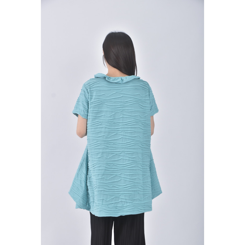 (S) 質感層次綠色短袖上衣二手衣, , large