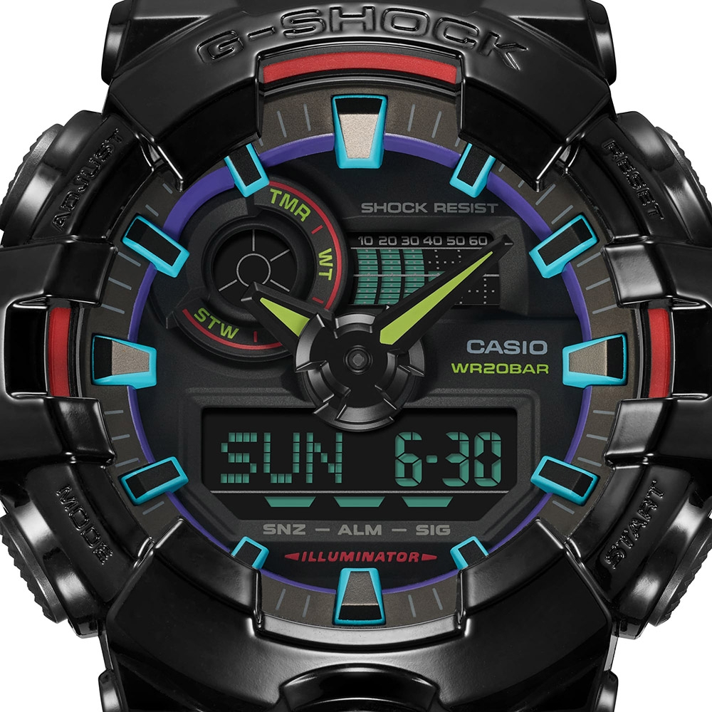 CASIO 卡西歐 G-SHOCK AI 探索虛擬彩虹系列雙顯錶 GA-700RGB-1A, , large
