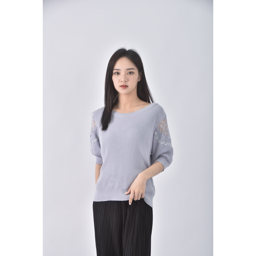 (S) 【金莎私服】五分袖藍色短袖上衣二手衣, , large