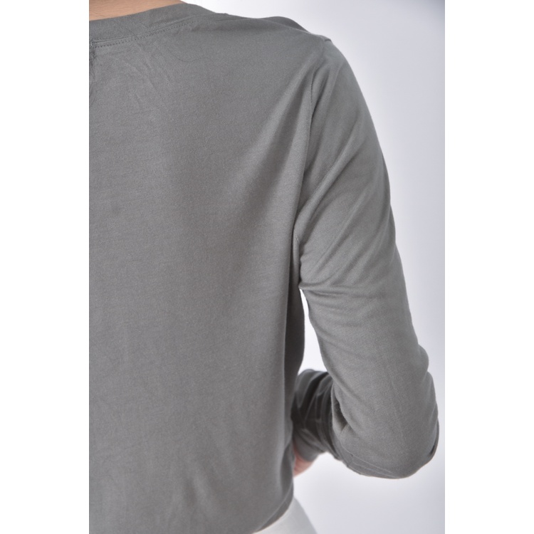 (S) wear to eat修身短版灰色長袖上衣二手衣, , large