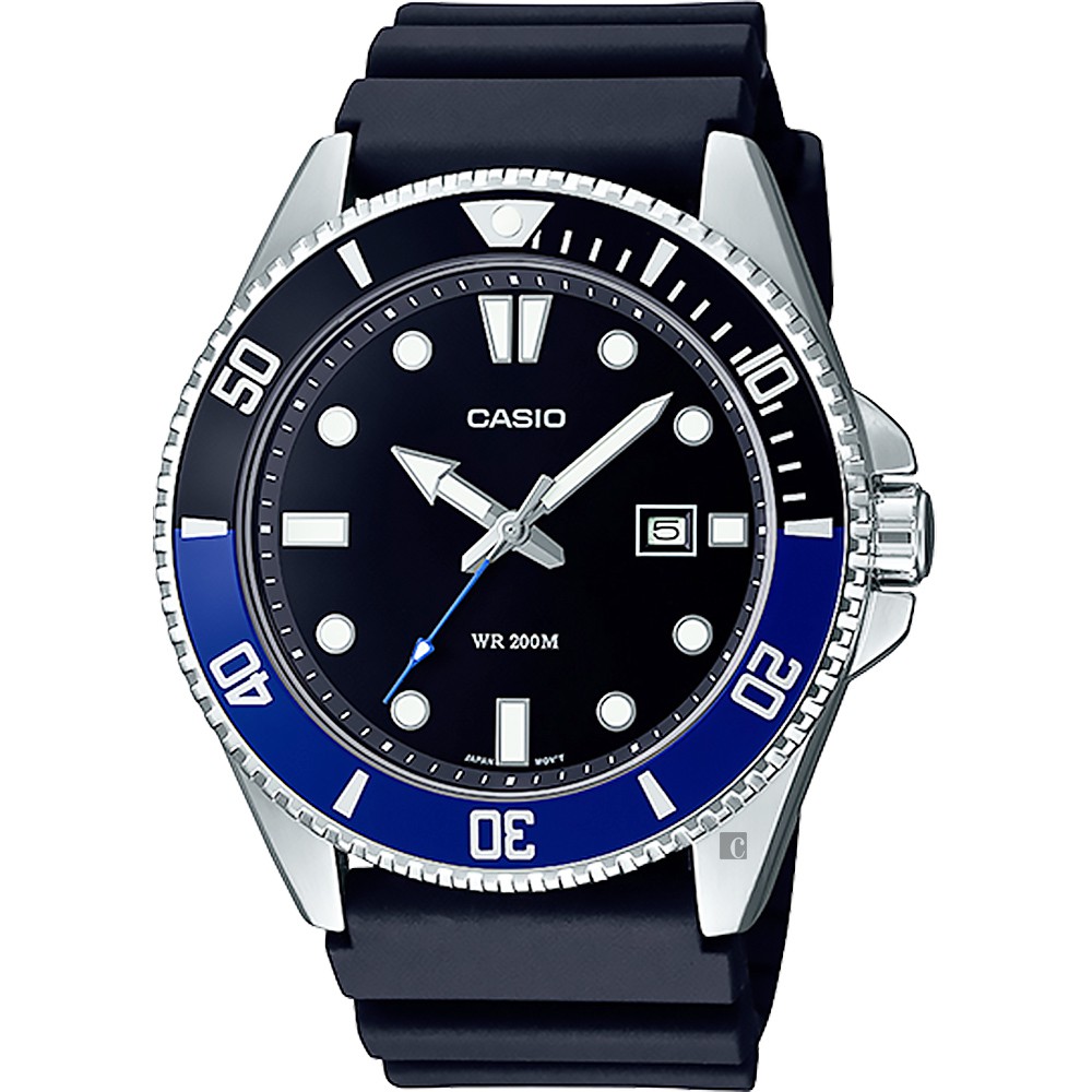 CASIO 卡西歐 新槍魚 200米潛水錶-黑藍水鬼  MDV-107-1A2