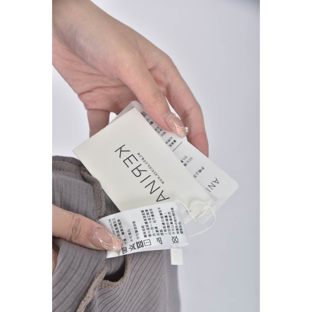 (S) anirek質感棉質坑紋灰色上衣二手衣, , large