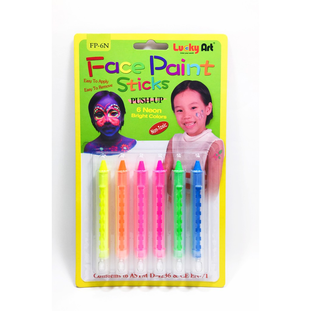 蜡藝 6色推桿人體彩繪筆蜡藝 6色推桿人體彩繪筆-螢光色, , large