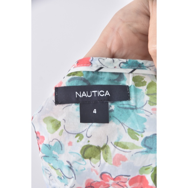 (S) nautica質感花紋綠色短袖上衣二手衣, , large
