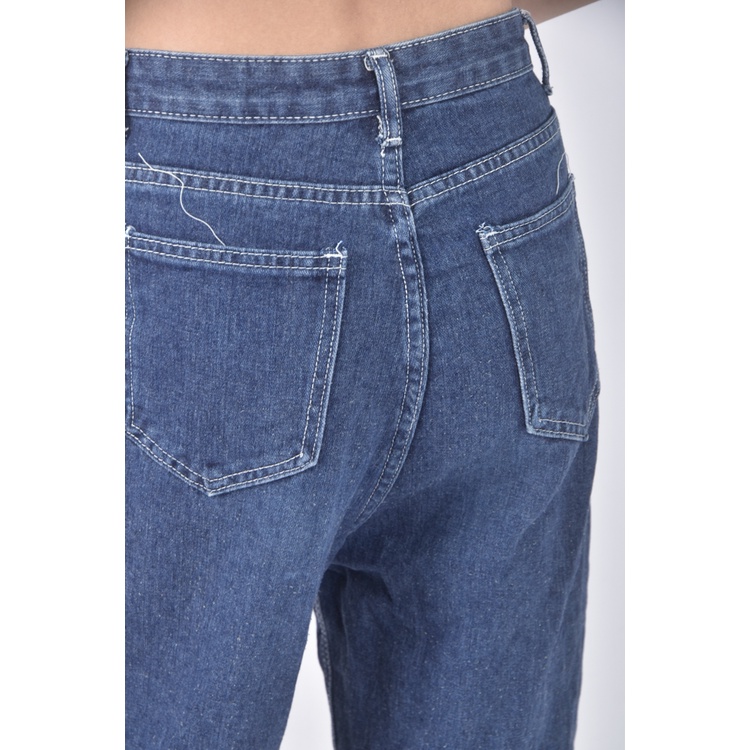 (S) xiao lin xi高腰質感丹寧牛仔棉質藍色長褲二手衣, , large