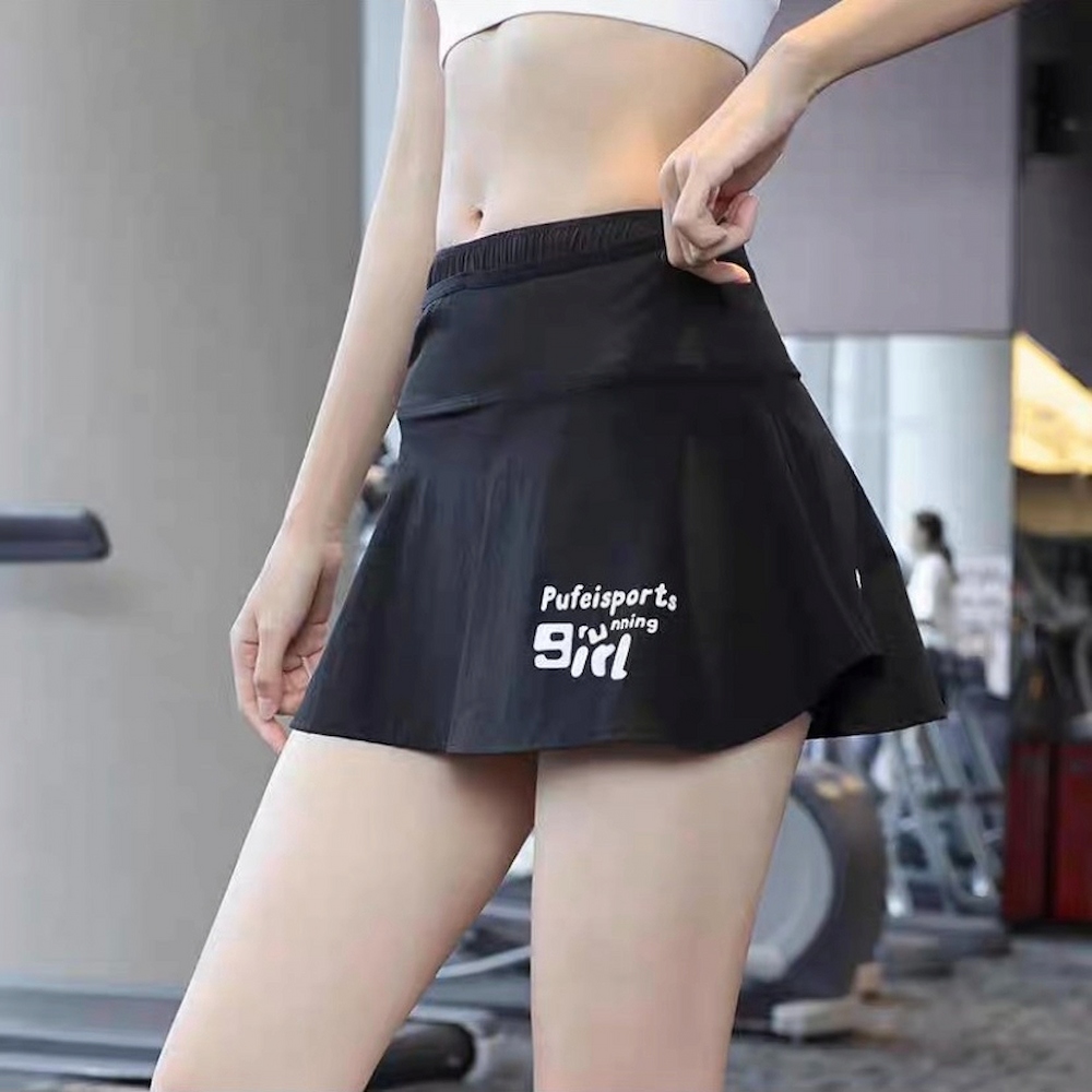 【A&R】亮麗防走光速乾運動裙 個性黑,S, 個性黑, large