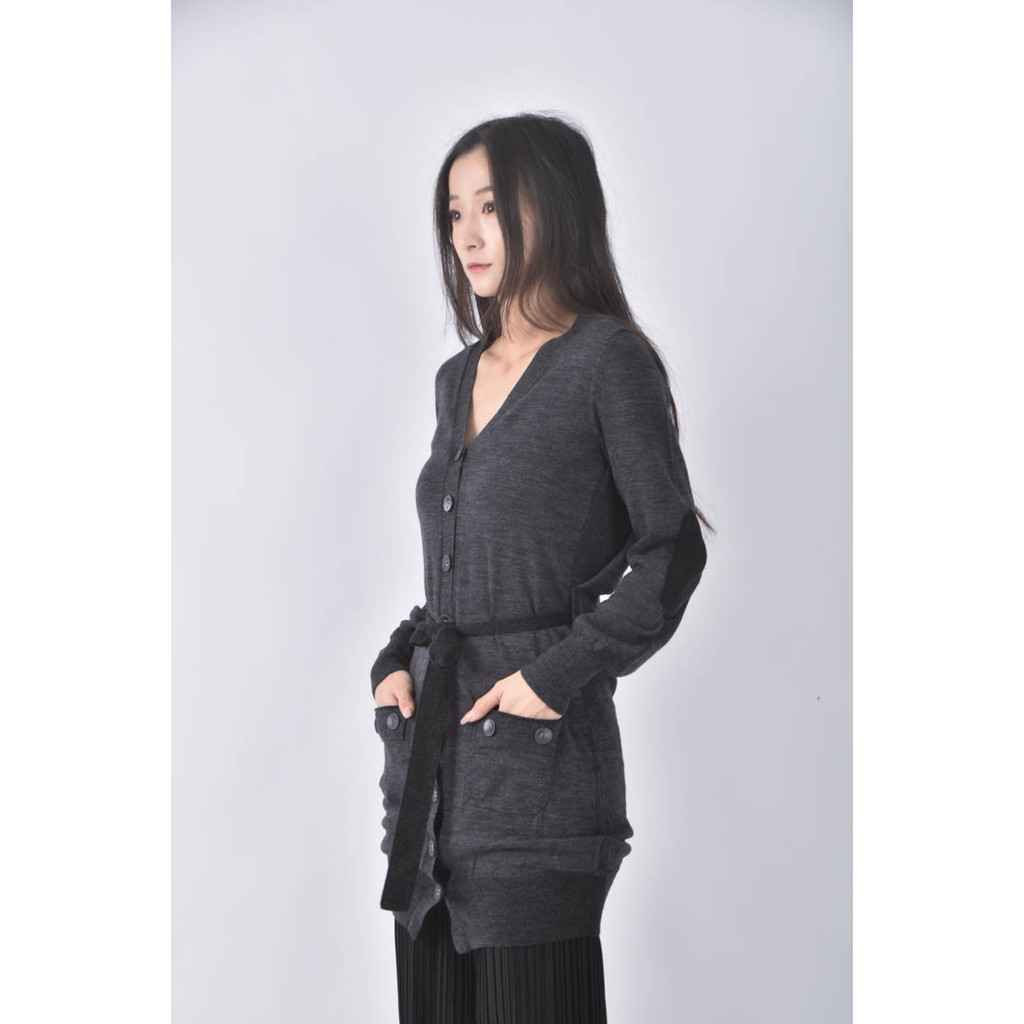 (XS（含）以下) 綁帶灰色外套二手衣, , large