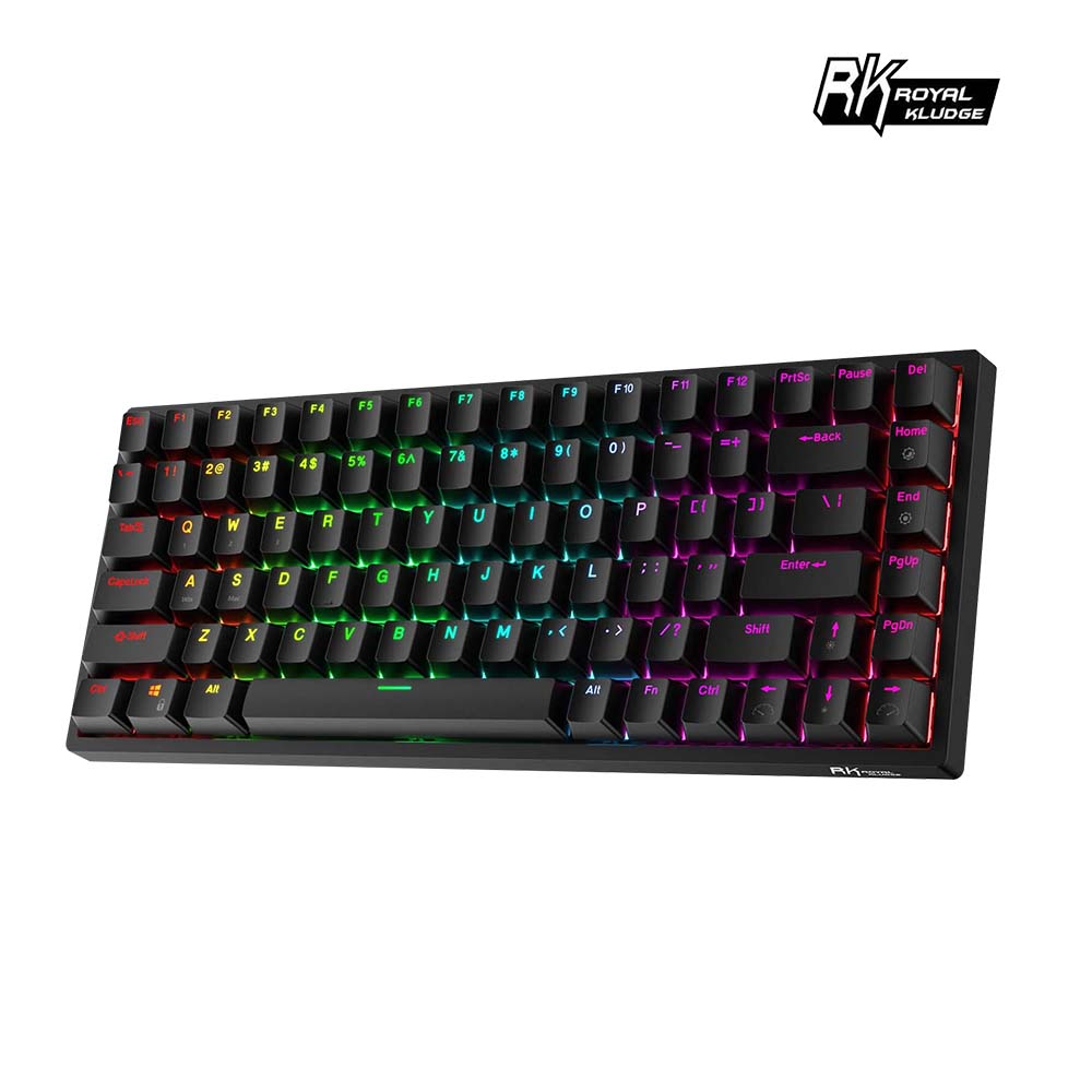 [樂維科技]RK84 75% 藍牙三模無線機械鍵盤 茶軸 RGB 黑色, , large