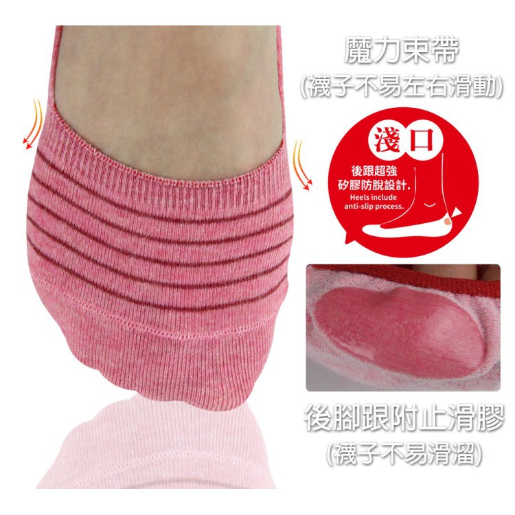 【BVD】簡約條紋休閒女襪套<麻天藍>B248 止滑 女襪 襪子 隱形襪, , large