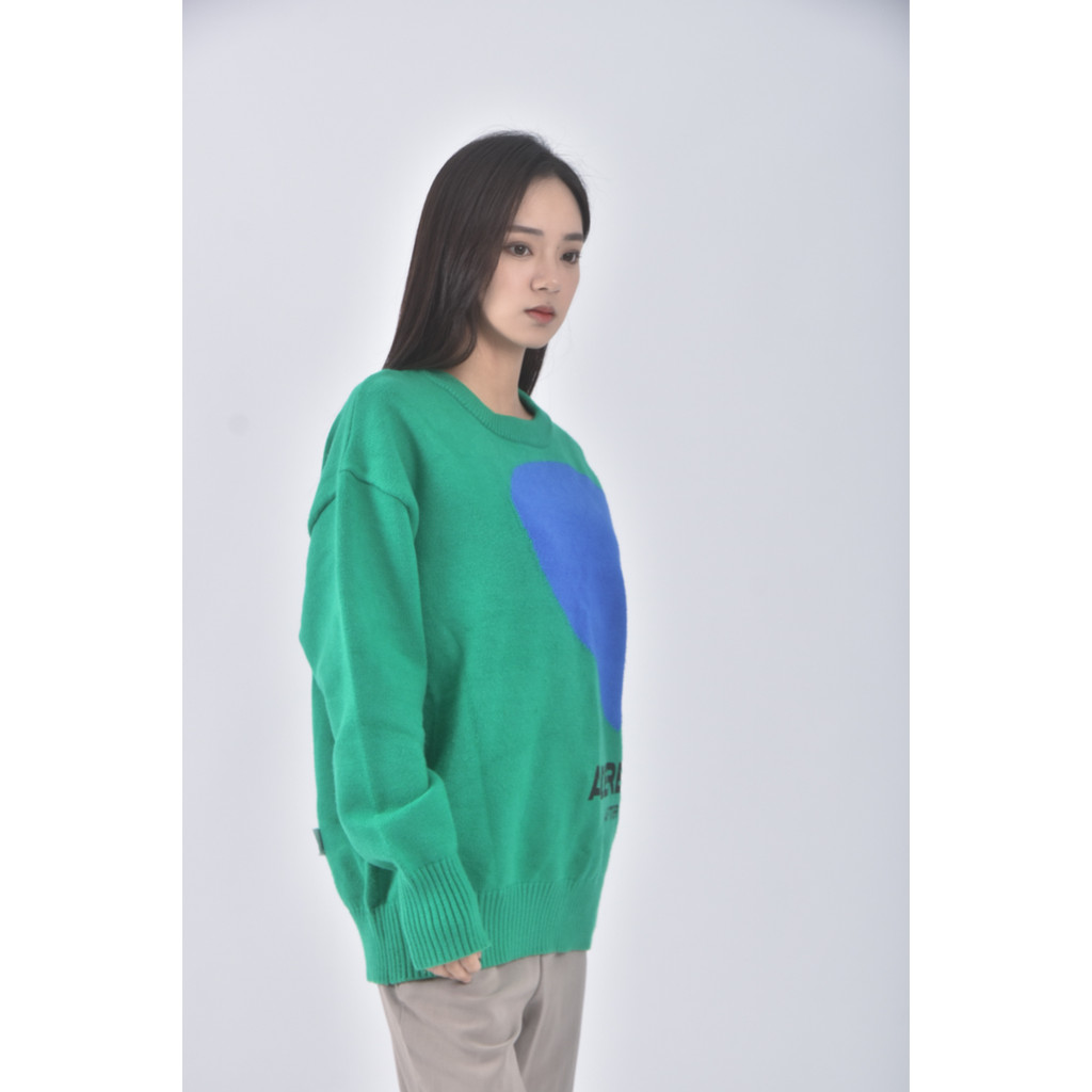 (XL) ader質感針織愛心綠色長袖上衣二手衣, , large