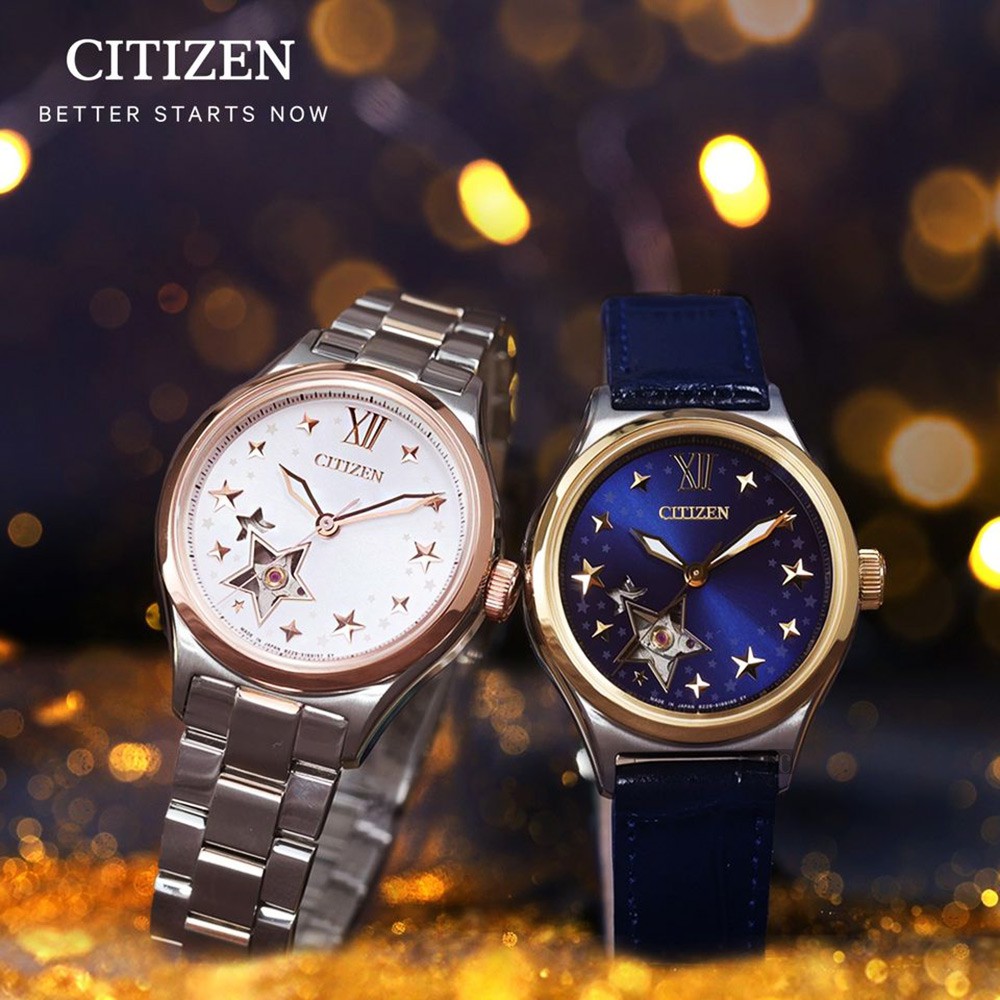 CITIZEN 星辰 星形鏤空機械女錶-34mm PC1009-27M, , large