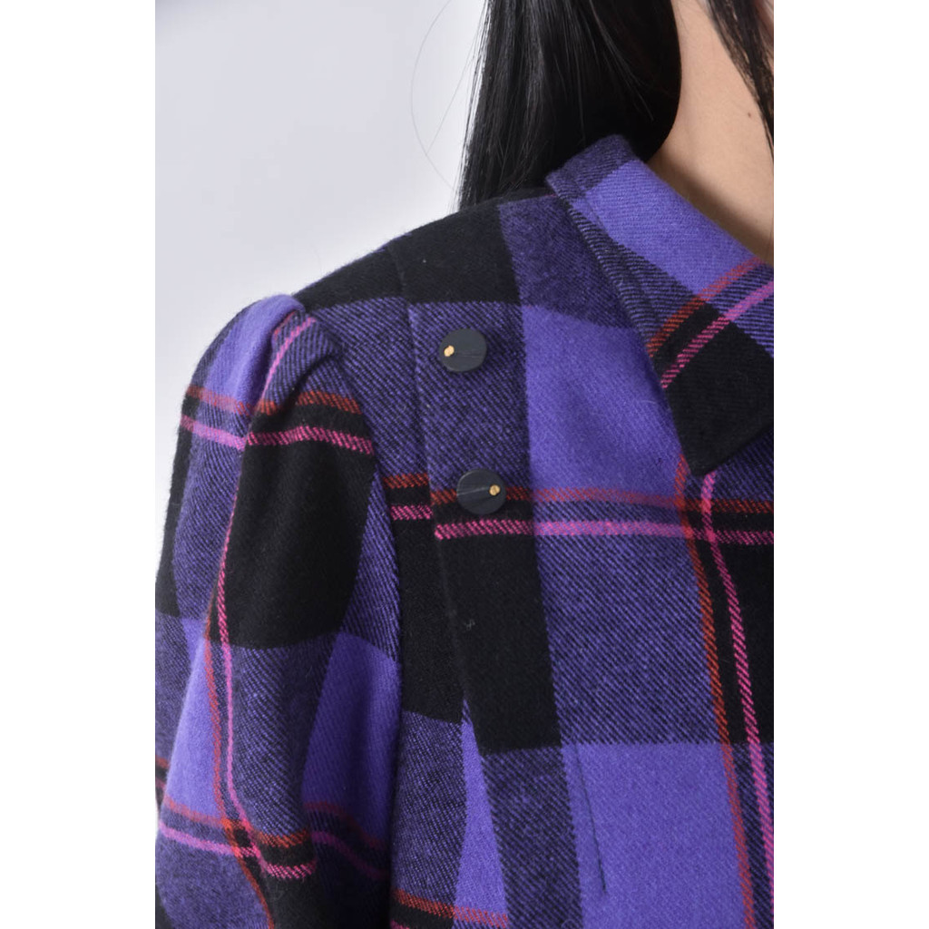 (S) 格紋藍色長袖上衣二手衣, , large