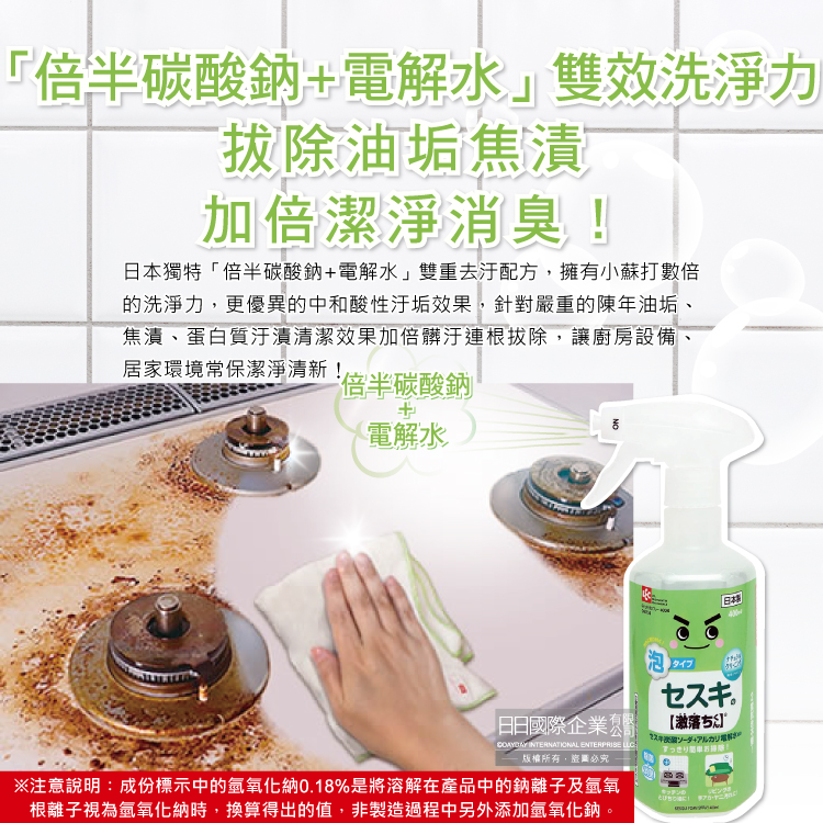 [日日好物]日本LEC激落君-廚房去油汙倍半碳酸鈉鹼性電解水濃密泡沫噴霧清潔劑400ml/綠瓶(居家爐具清潔慕絲,室內消臭多用途萬用噴槍), , large