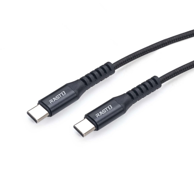 RASTO RX47 Type C to C Fast Charging QC3.0 Aluminum Alloy Charging Transmission Cable 1.2M - Woven material is anti-pull and supports fast charging, , large
