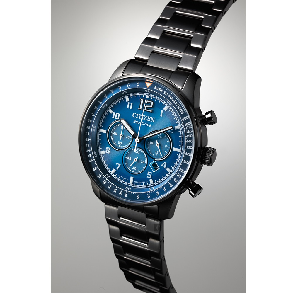 CITIZEN 星辰 光動能紳士計時手錶-黑x藍 CA4505-80L 【情人節推薦款】, , large