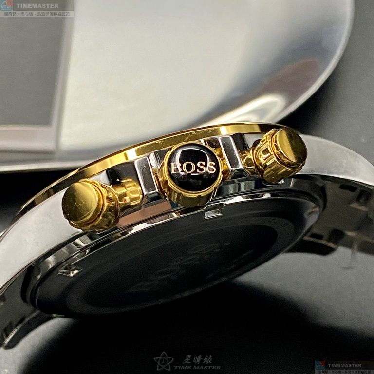 [星晴錶業]BOSS手錶,44mm,HB1512960白色錶面金色錶殼金銀相間精鋼錶帶款, , large