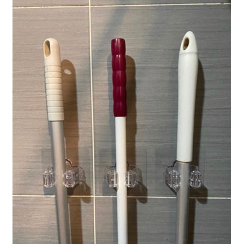 [熊好貼國際]拖把架 掃把架 好神拖(全透明)不殘膠不損磁磚 粗糙不平整光滑牆面皆可貼（超黏貼）平滑面(重覆貼)掛鈎, , large