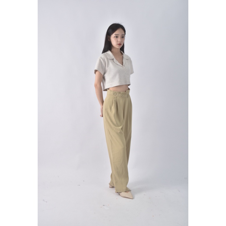 (S) me too高腰素色綠色長褲二手衣, , large