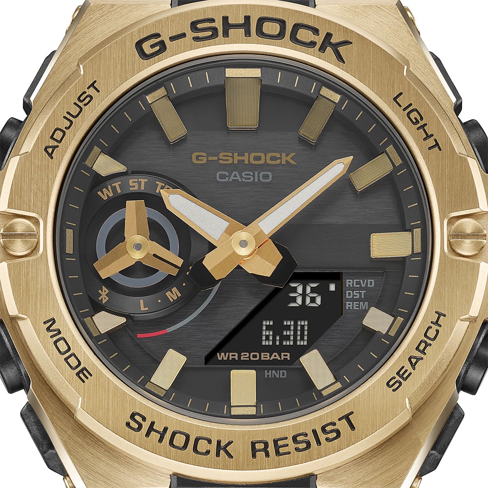 CASIO 卡西歐 G-SHOCK 太陽能電力藍芽 碳纖維核心防護構造手錶 GST-B500GD-9A, , large