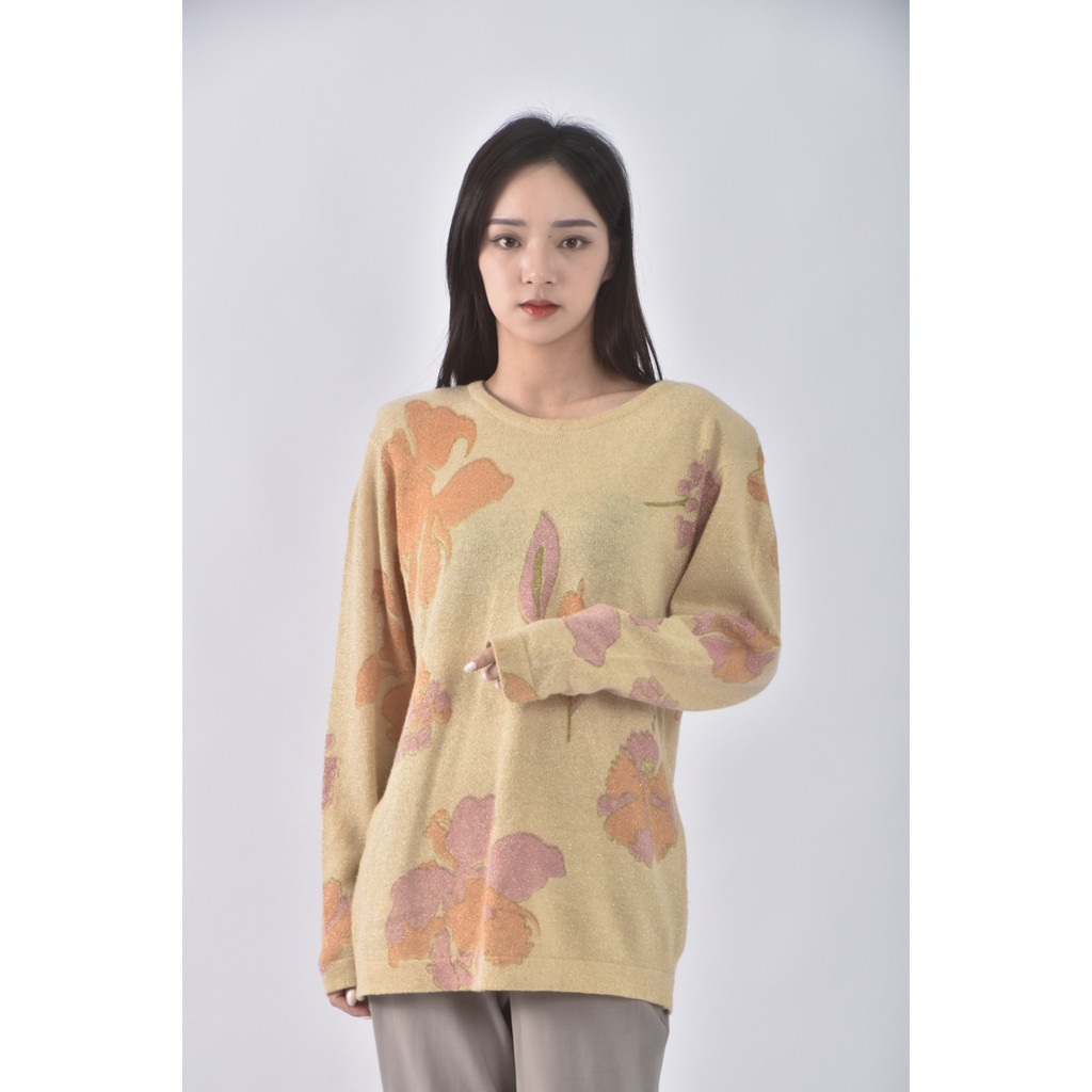(S) eos pentes heurs圓領杏色長袖上衣二手衣, , large