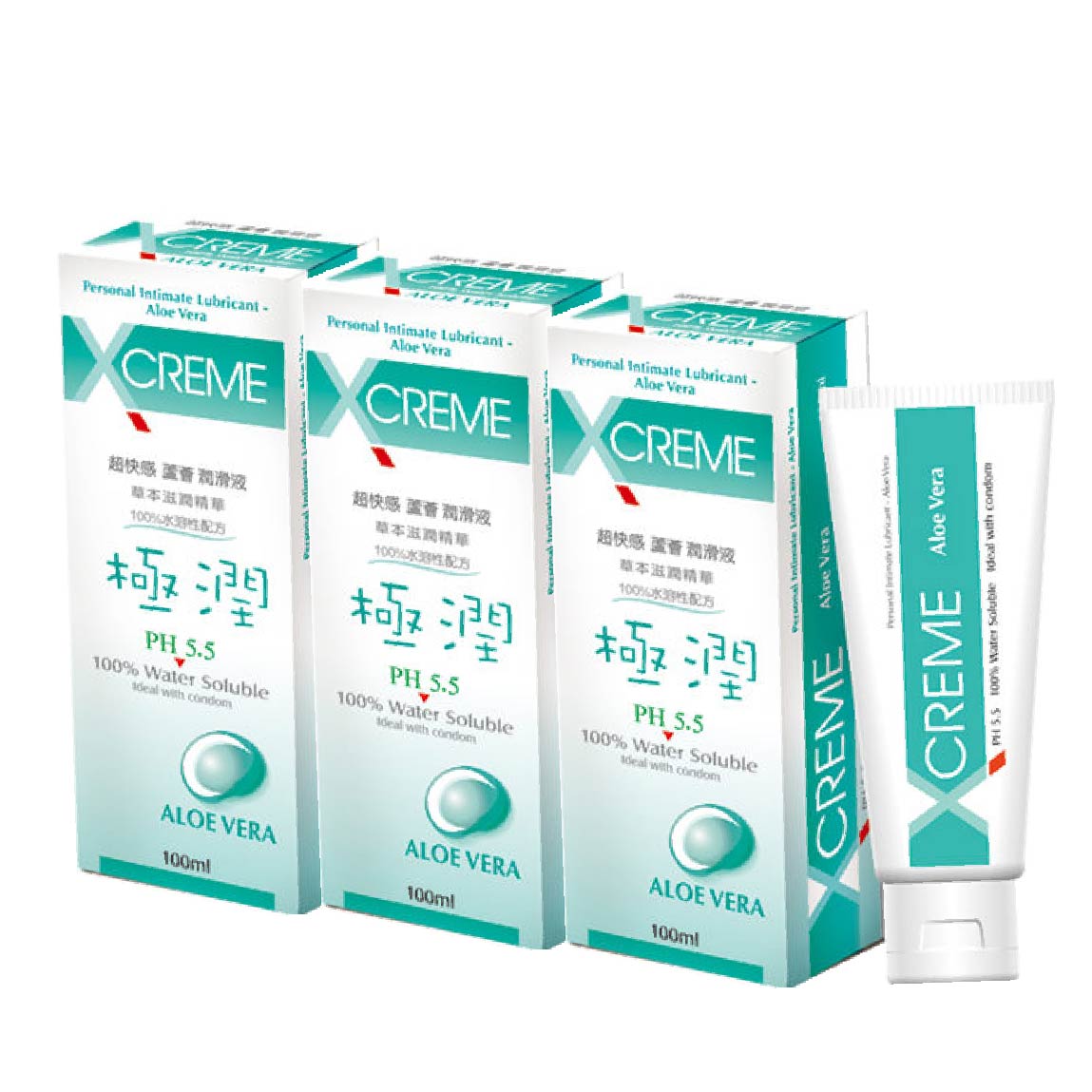 【XCREME超快感】三瓶 蘆薈潤滑液 100ml 草本滋潤精華, , large