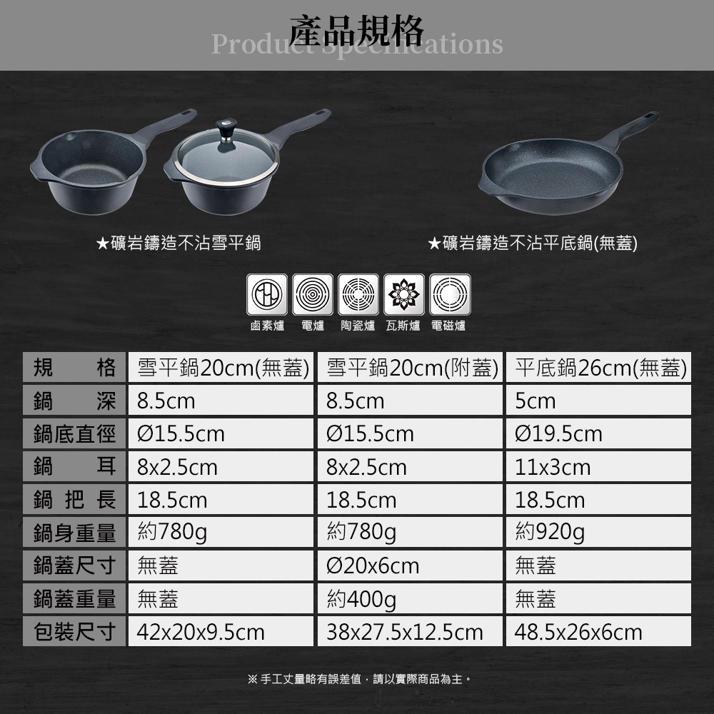 Miyaco 米雅可 礦岩鑄造不沾平底鍋煎鍋IH無蓋 30cm-Leidea樂德兒, , large