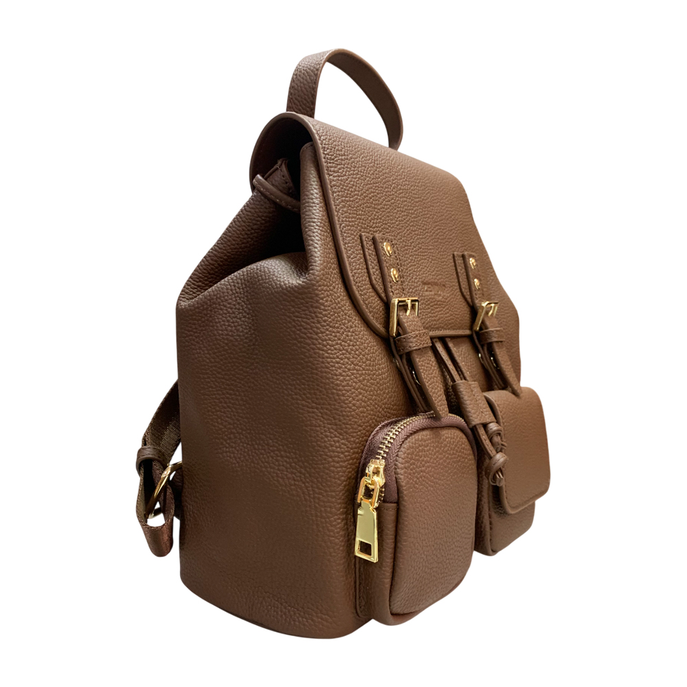 【ZENDAR】台灣總代理 限量1折 頂級超柔軟小牛皮後背包 漢娜系列 全新專櫃展示品(咖啡色), , large