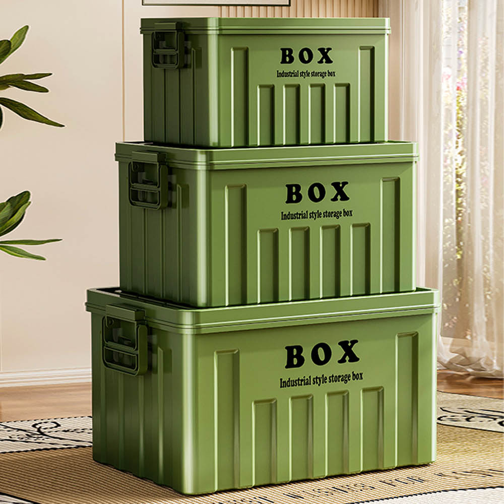 【AOTTO】大容量工業風雙提手收納箱-綠色(AL-2202GN), , large