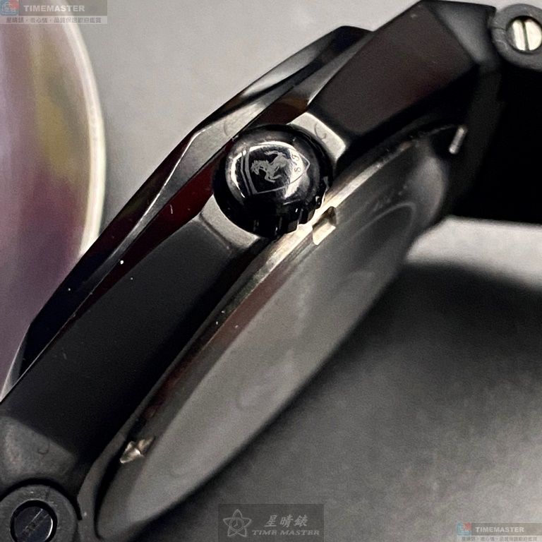 [星晴錶業]FERRARI手錶,42mm,FE00048黑色錶面黑錶殼深黑色矽膠錶帶款, , large