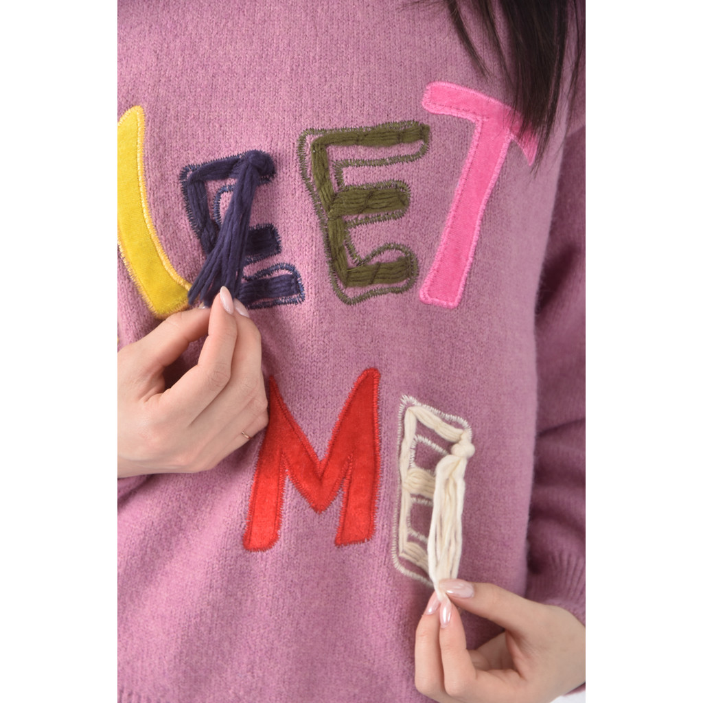 (XL) jc crew針織字母粉色長袖上衣二手衣, , large