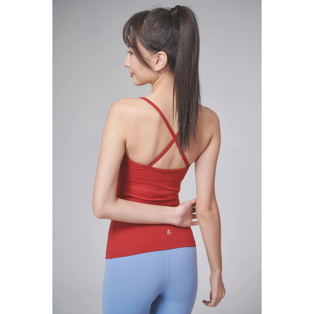 YOGA FLOW Barbie Tank - 細肩帶側邊簍空長版上衣 - 緋紅 Scarlet, , large