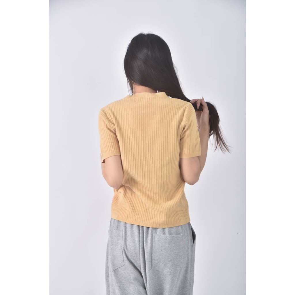 (S) bebuchon針織圓領黃色短袖上衣二手衣, , large